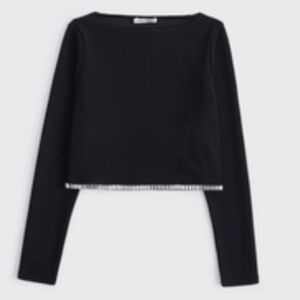 Abercrombie long sleeve embellished rhinestone top